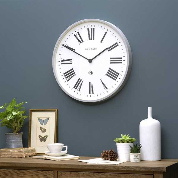 Italian Large Roman Numeral Wall Clock Grey (53cm) | Want Mattress
