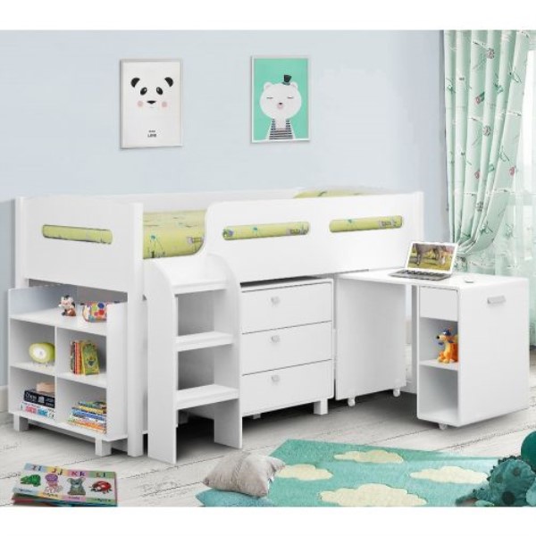 Kimbo White Mid Sleeper Cabin Bed | Happy Beds | Want Mattress