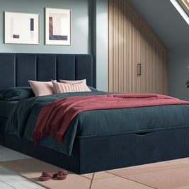 Hild Velvet-Finish Ottoman Bed Frame